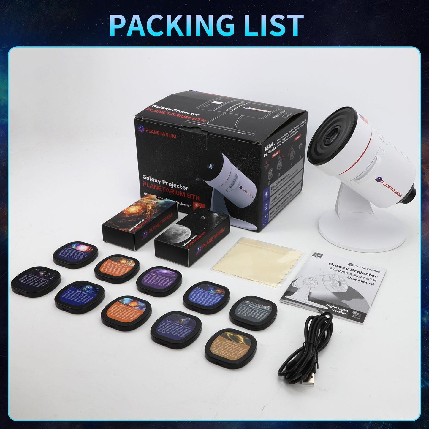 2025 Upgraded Version Galaxy Planet Projector HD High Brightness Wide Projection