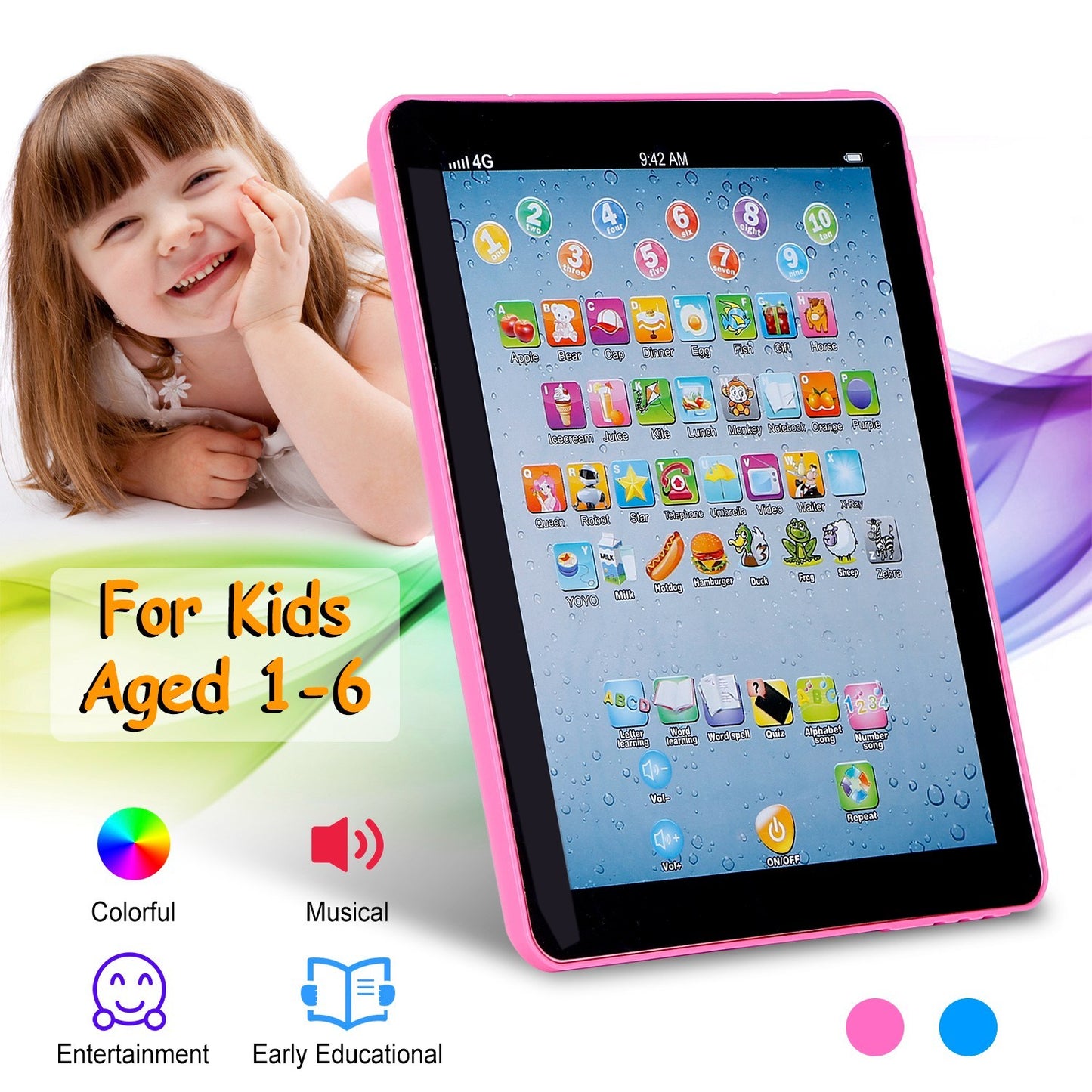 Kids Educational Tablet, Aged 1-6 Year Old Boys & Girls
