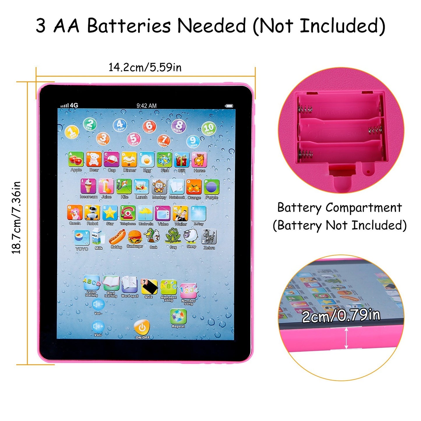 Kids Educational Tablet, Aged 1-6 Year Old Boys & Girls