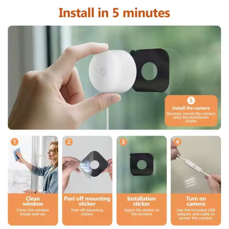 Window Security Camera Night Vision Motion Detection with WiFi