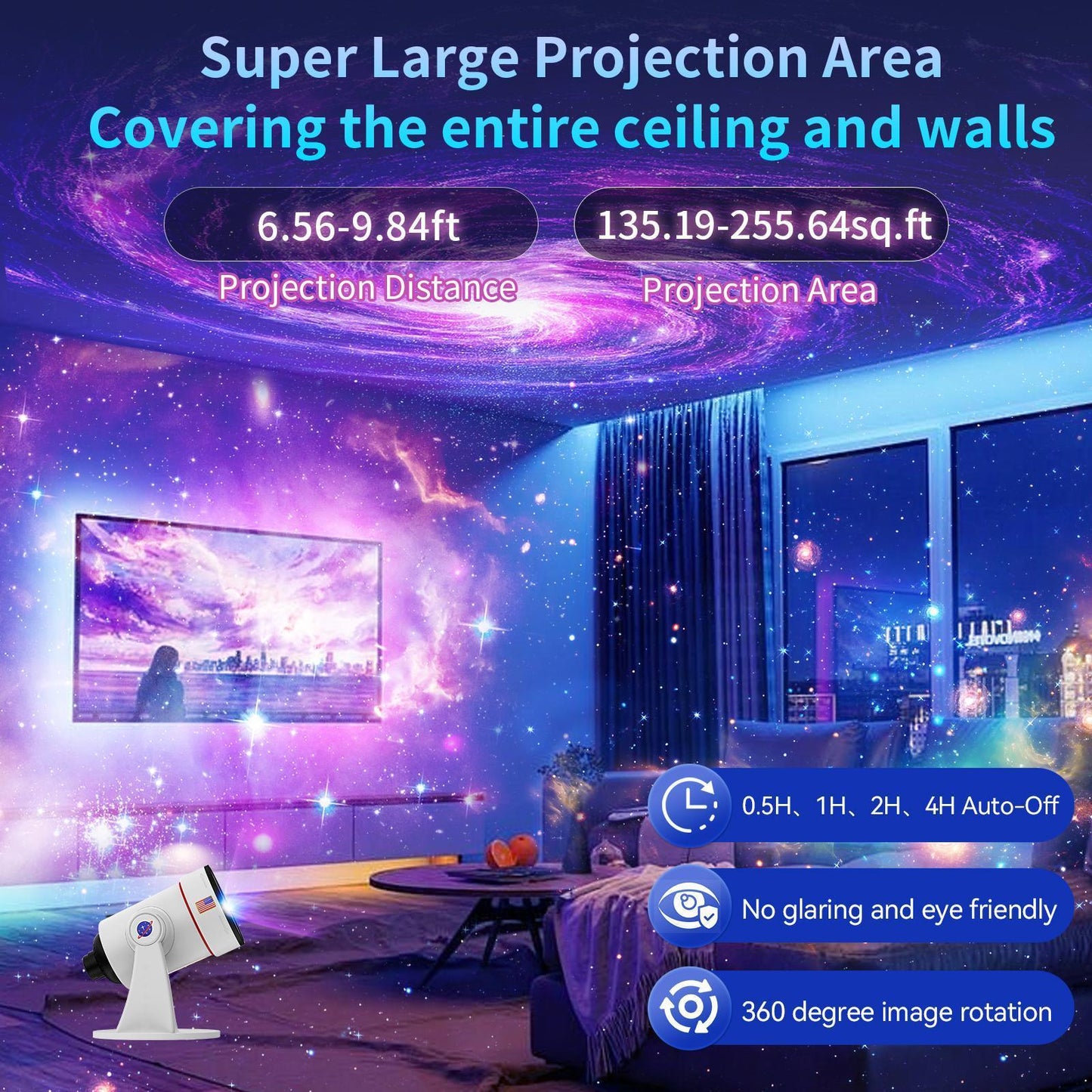 2025 Upgraded Version Galaxy Planet Projector HD High Brightness Wide Projection