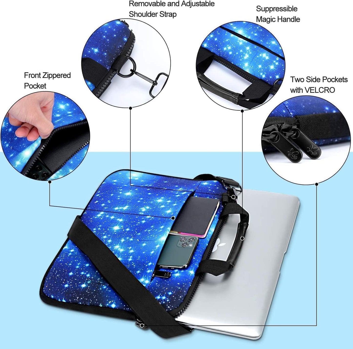 15" Laptop Shoulder Bag Carrying Holder 14.2" 15.4 Inch Computer Tablet Canvas Handbag Case Notebook Messenger Briefcase