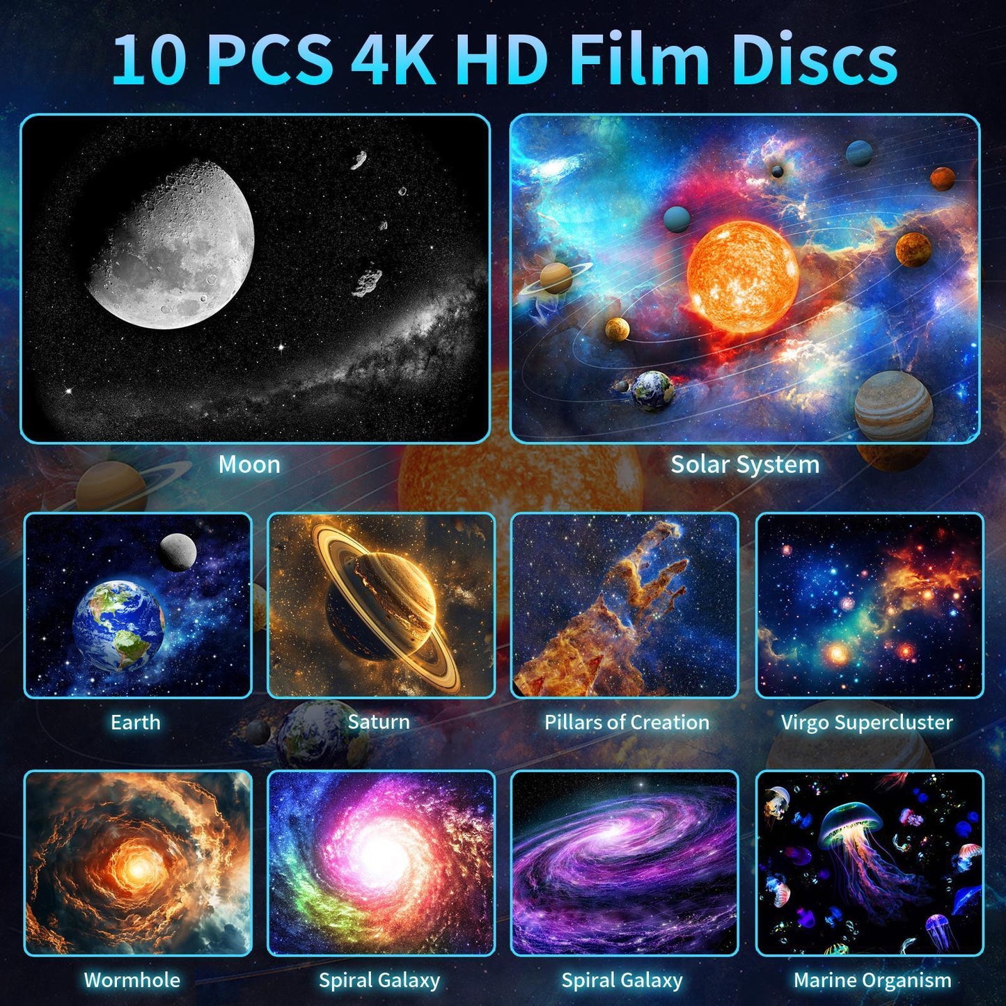2025 Upgraded Version Galaxy Planet Projector HD High Brightness Wide Projection