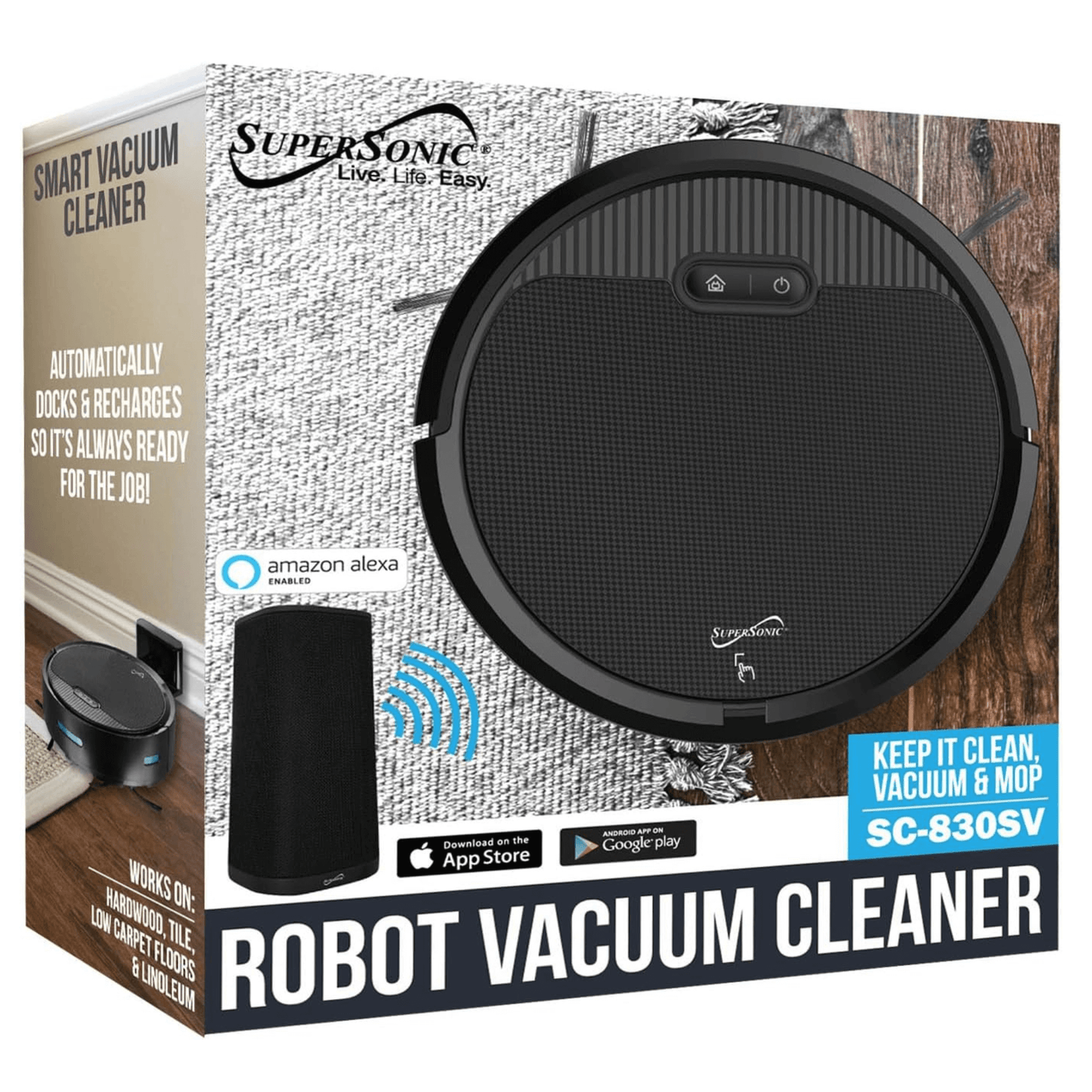 Supersonic Smart Robot Vacuum Cleaner with Gyroscope Technology