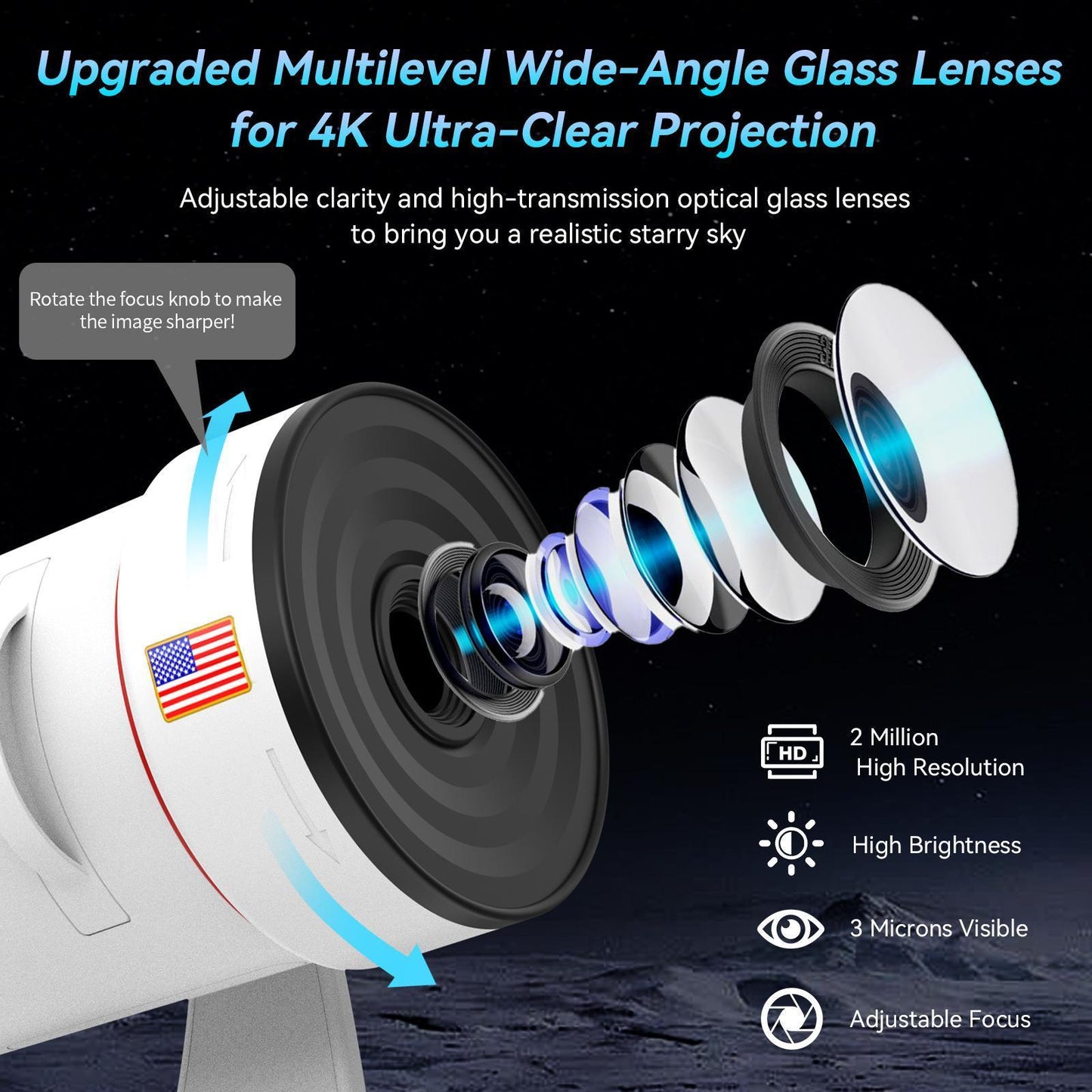 2025 Upgraded Version Galaxy Planet Projector HD High Brightness Wide Projection