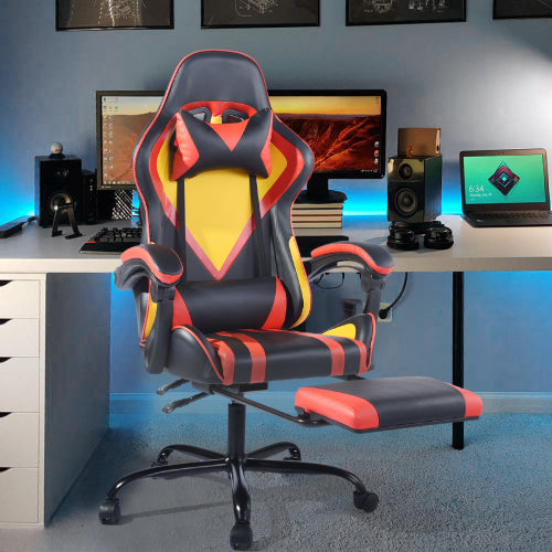 High Back Leather Computer Chair with Foot Rest
