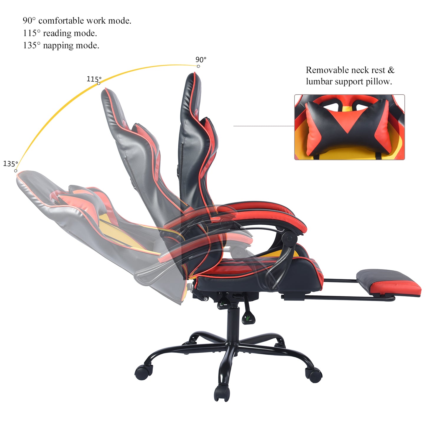 High Back Leather Computer Chair with Foot Rest