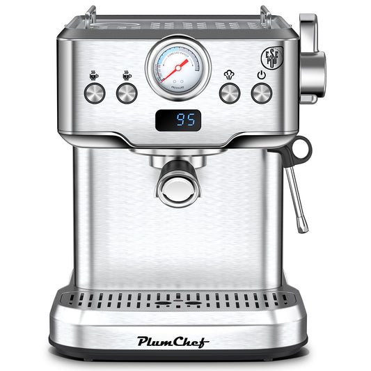 Professional Espresso Machine With Milk Frother, Single & Double Shot, Pod Compatible, Visual Display Of Pressure, Removable Water Tank