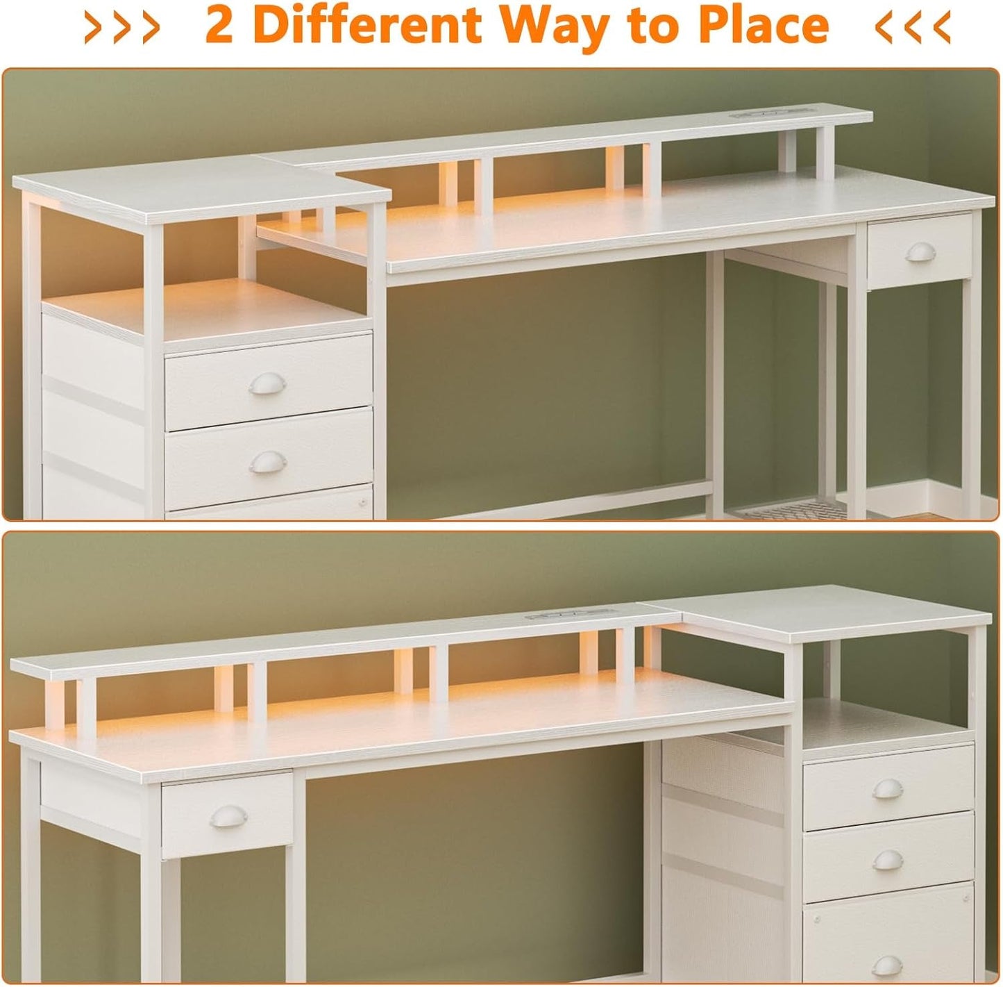60" White Computer Desk with 4 Drawers