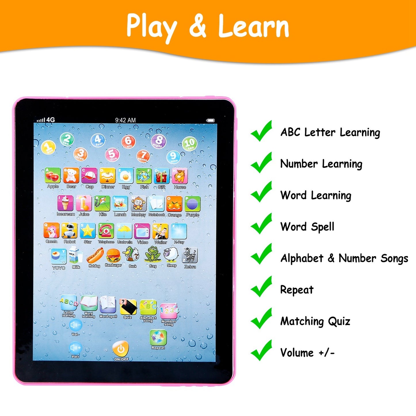 Kids Educational Tablet, Aged 1-6 Year Old Boys & Girls