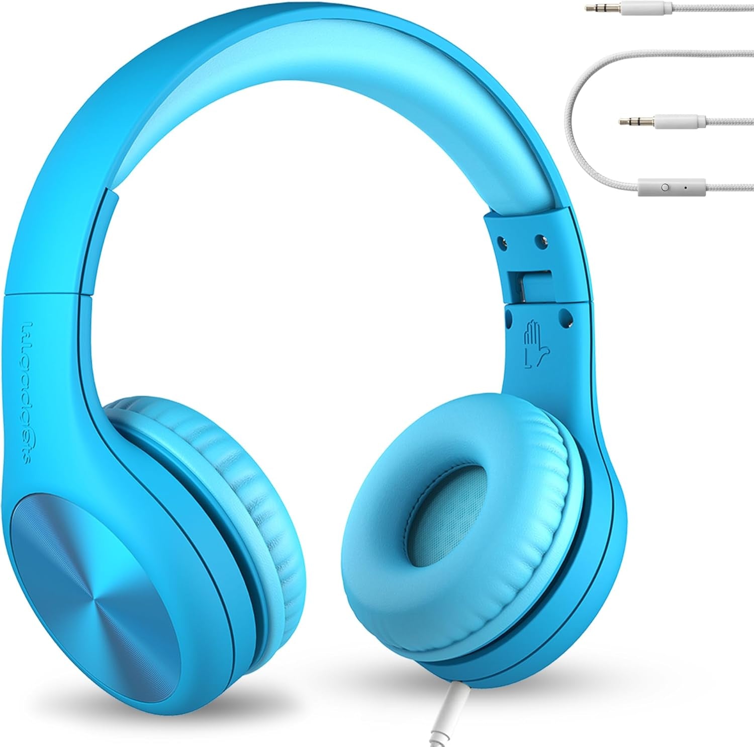 Connect+ Pro Wired Kids Headphones for School W/Microphone, Volume Limiting & Noise Reduction Over-Ear Headset with Cord, Shareport Technology & Softtouch Padding, Blue Headphones for Kids