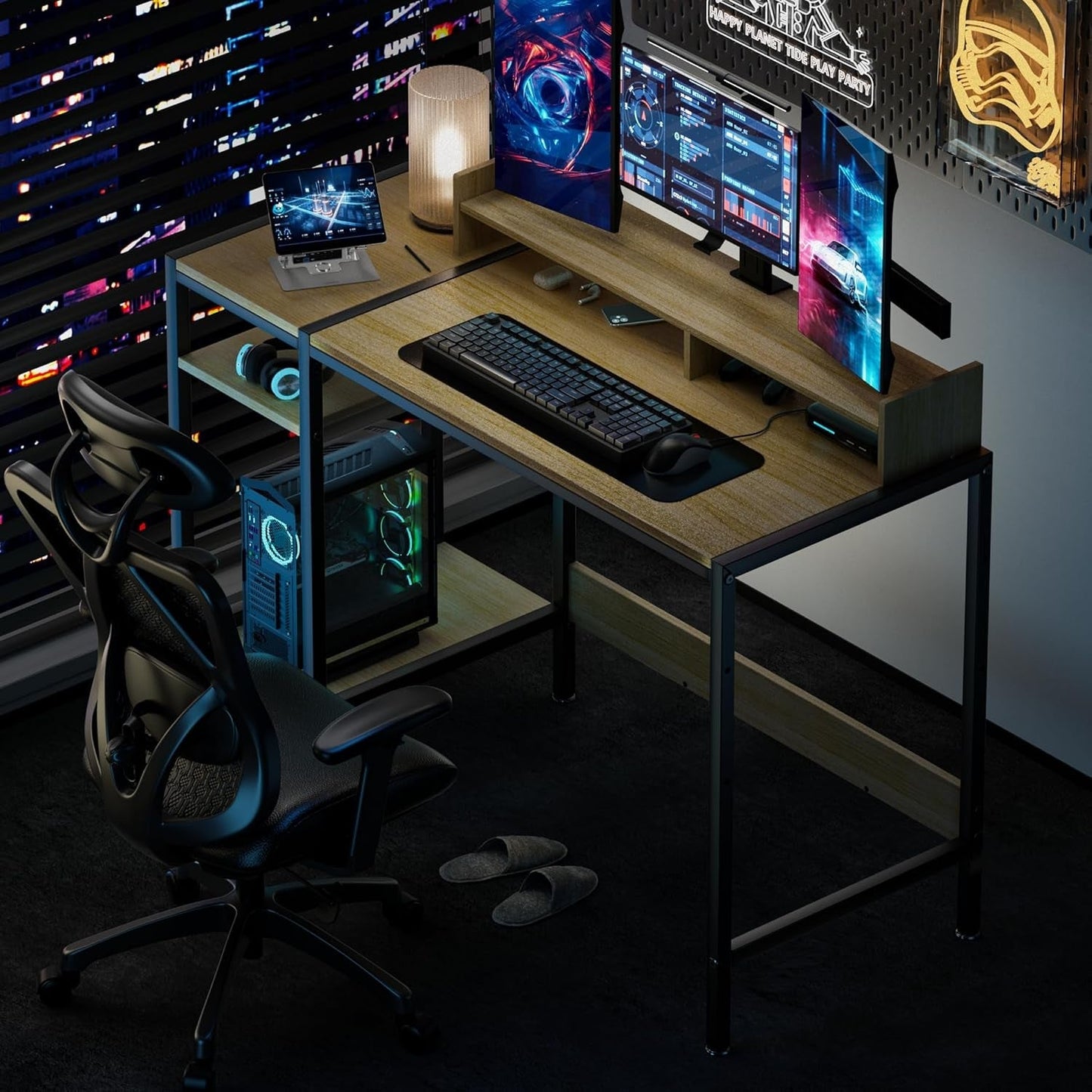 Small Computer Gaming Desk - 47” Home Office Desk with Storage,