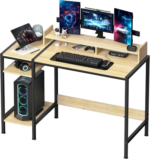 Small Computer Gaming Desk - 47” Home Office Desk with Storage,